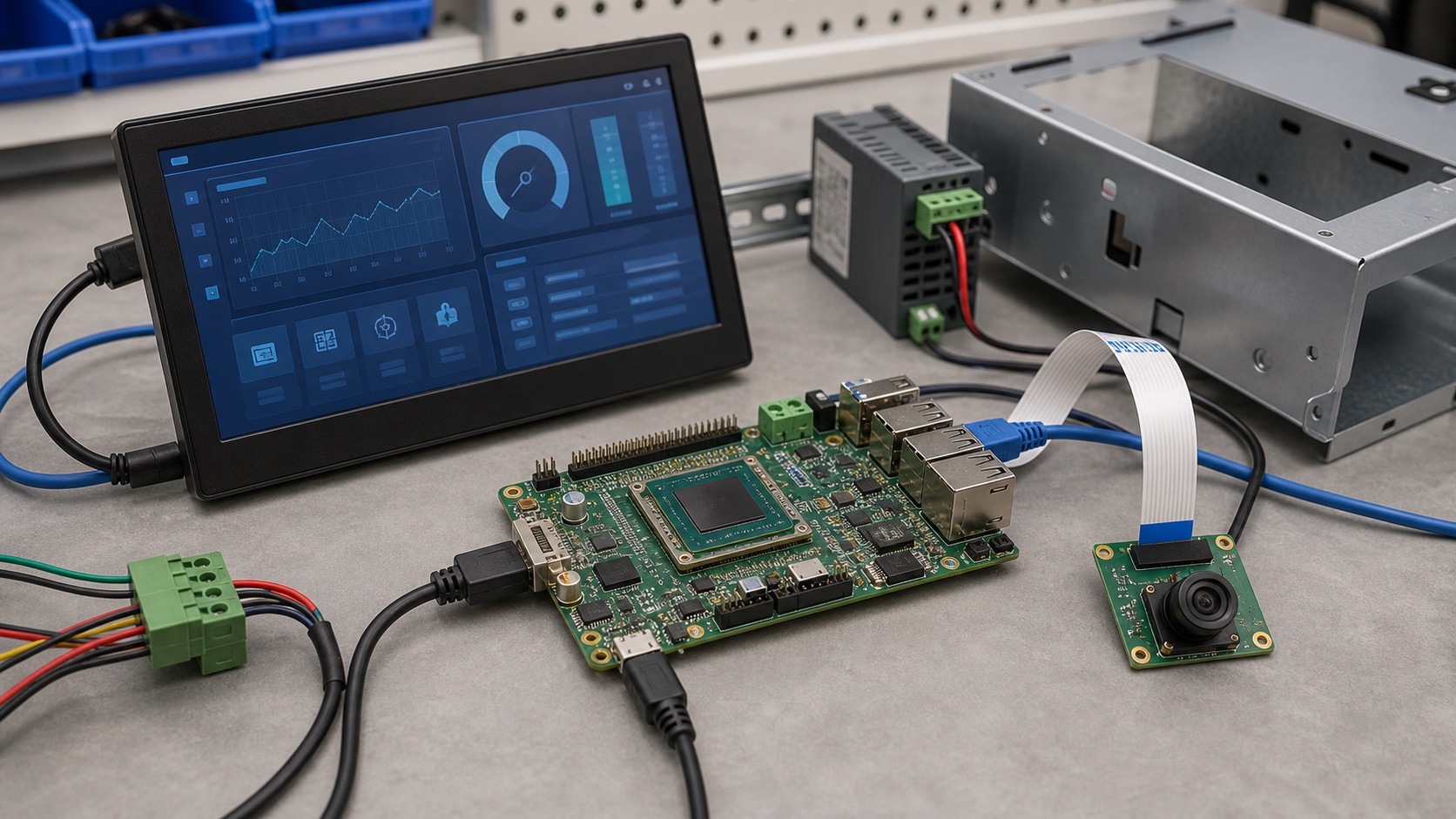 Embedded Linux HMI and gateway prototype with camera display and Ethernet
